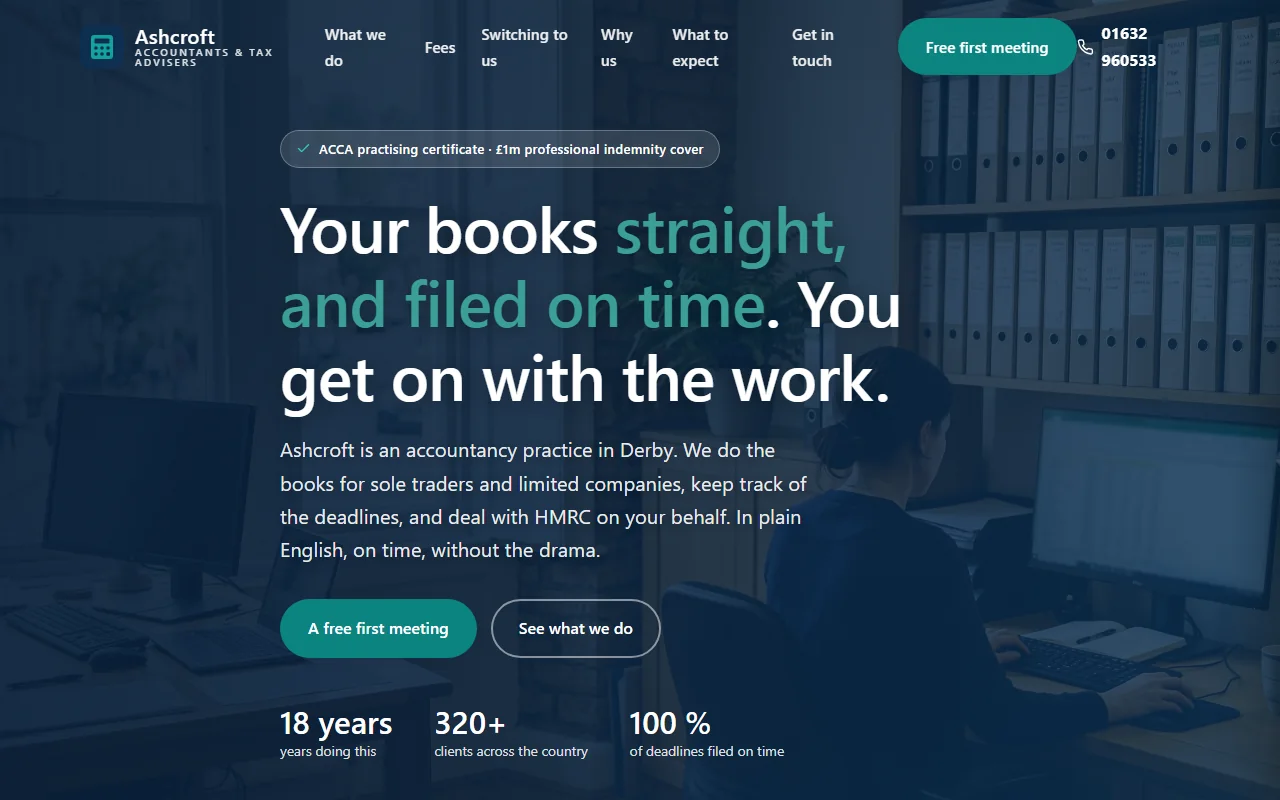 Example website — Ashcroft Accountancy (accountants)