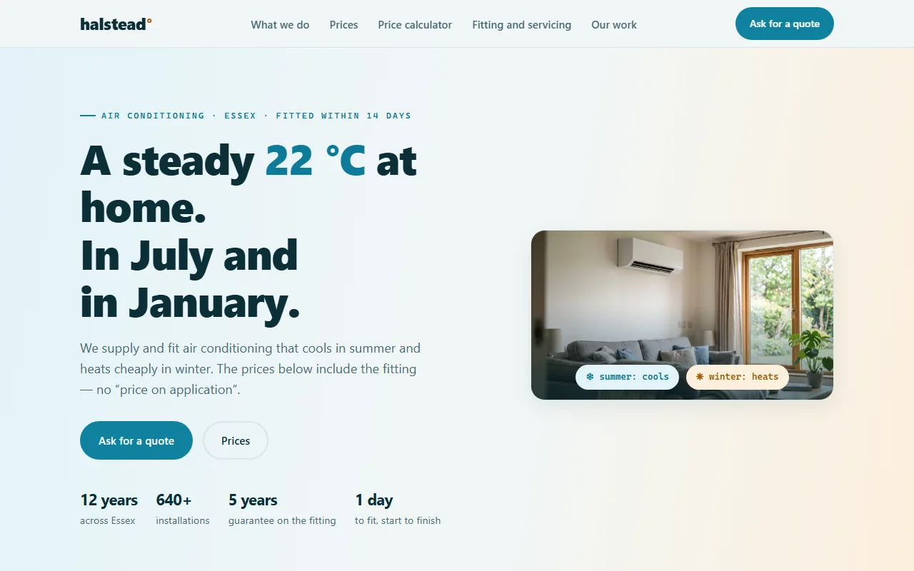 Example website — Halstead Climate (air conditioning)