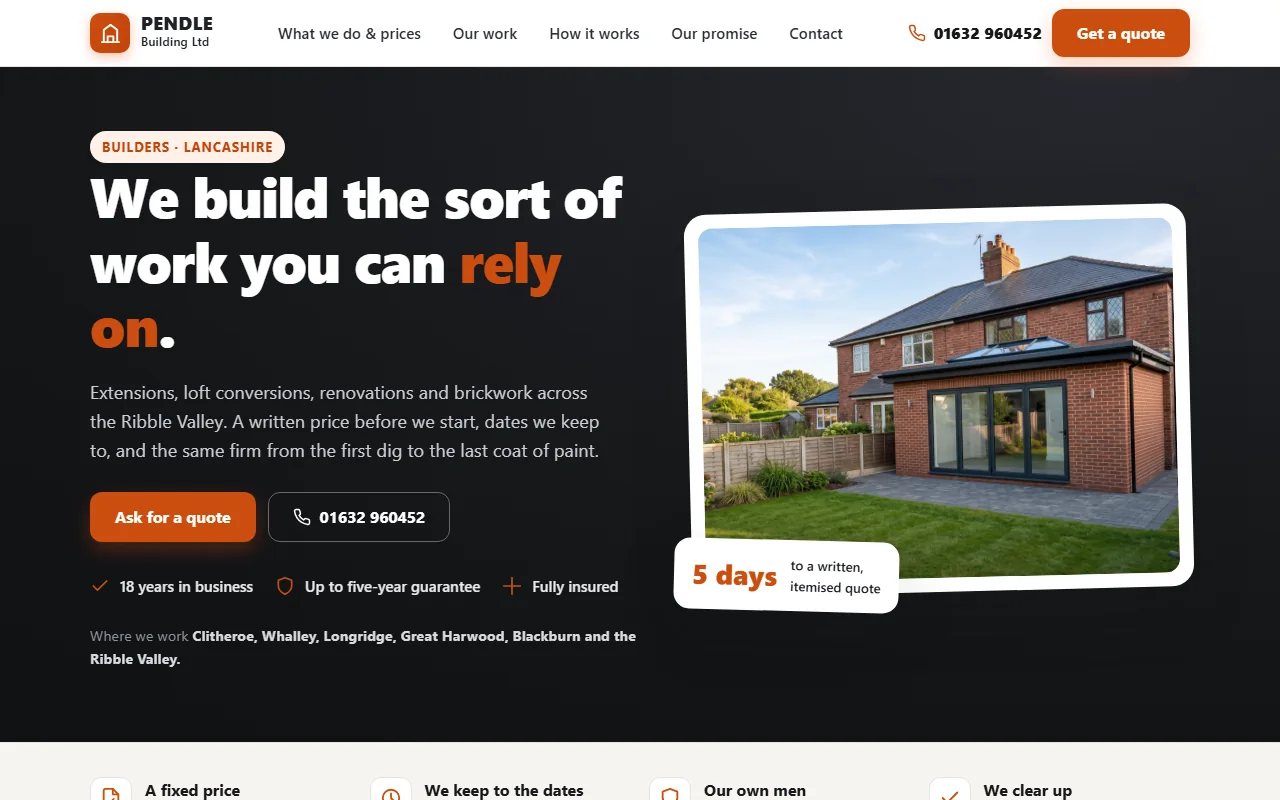 Example website — Pendle Building (builder)
