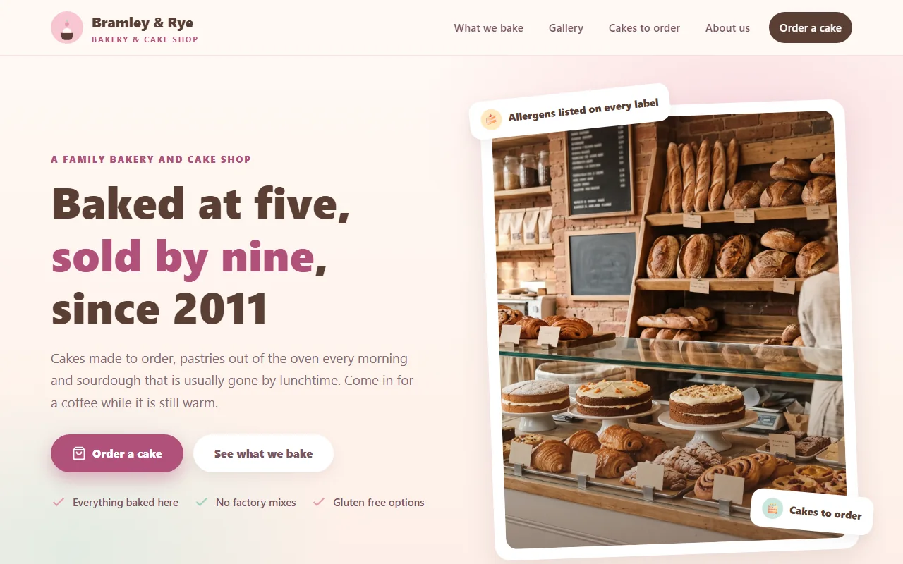 Example website — Bramley & Rye (bakery)