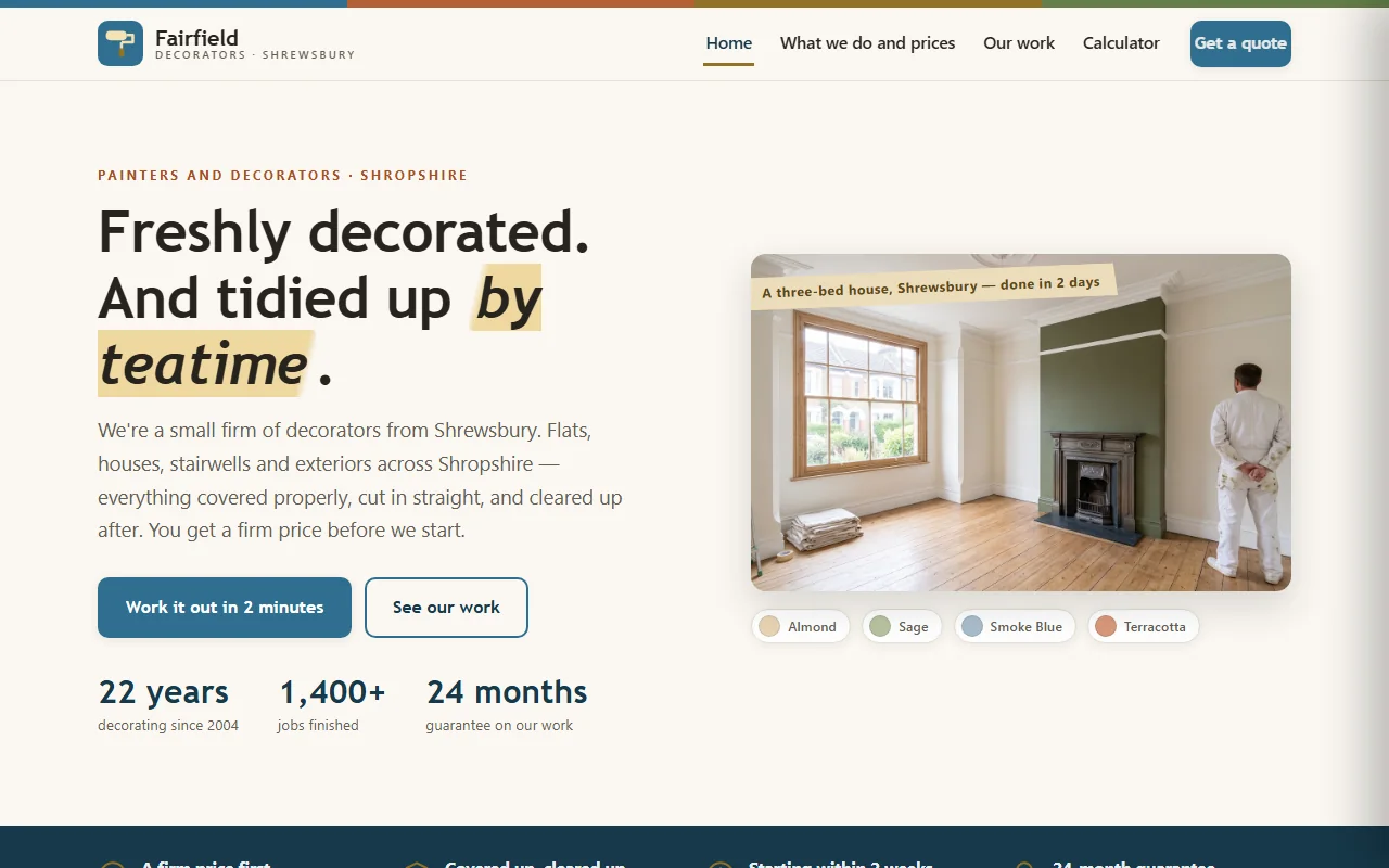 Example website — Fairfield Decorators (decorator)