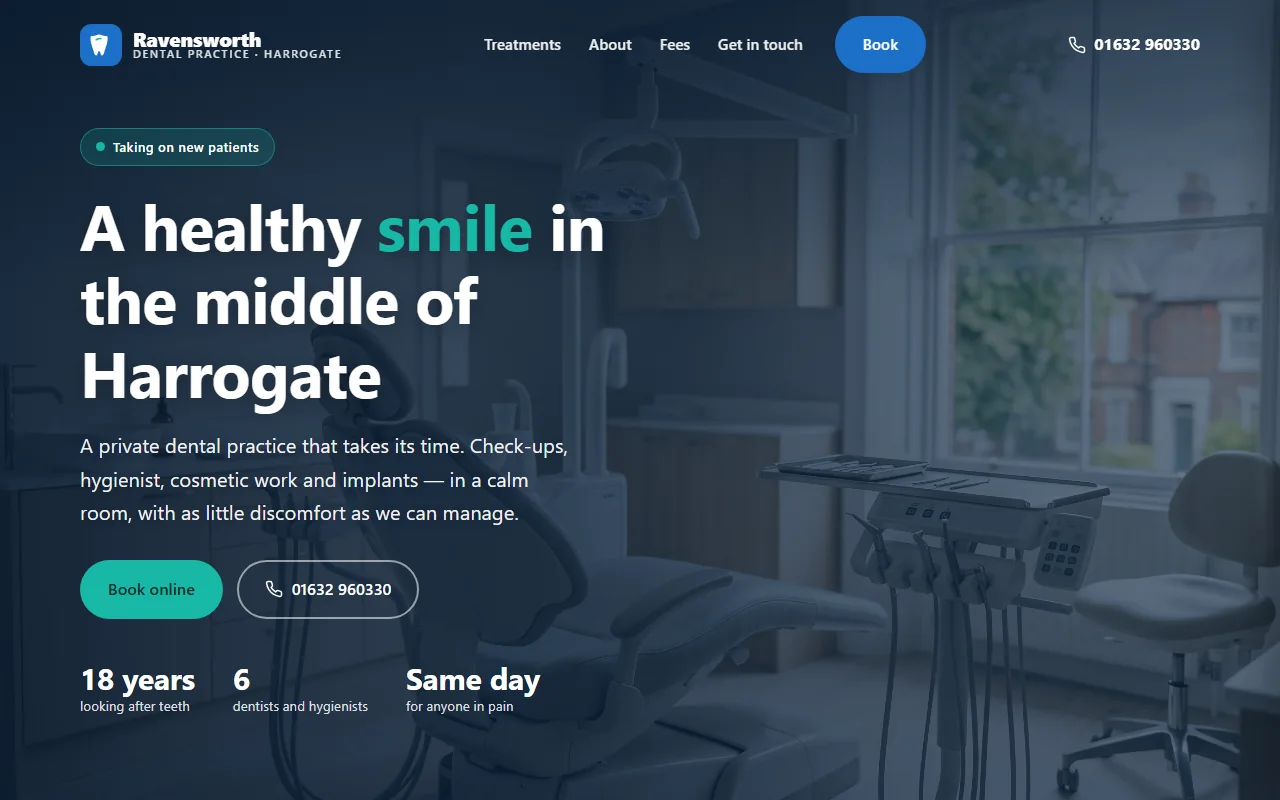 Example website — Ravensworth Dental Practice (dental practice)
