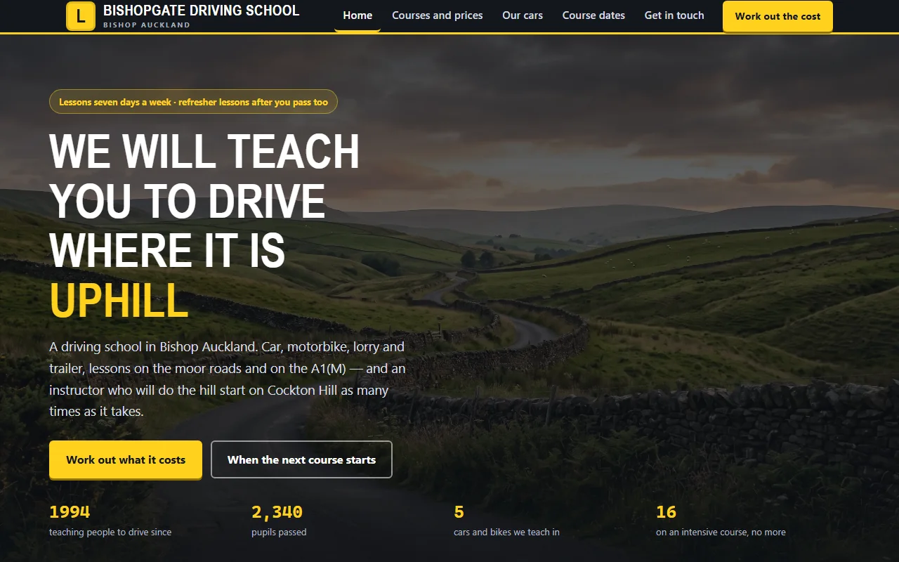 Example website — Bishopgate Driving School (driving school)