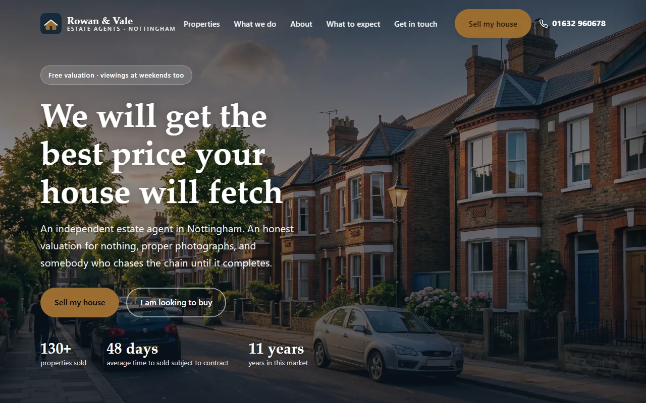 Example website — Rowan & Vale Property (estate agents)