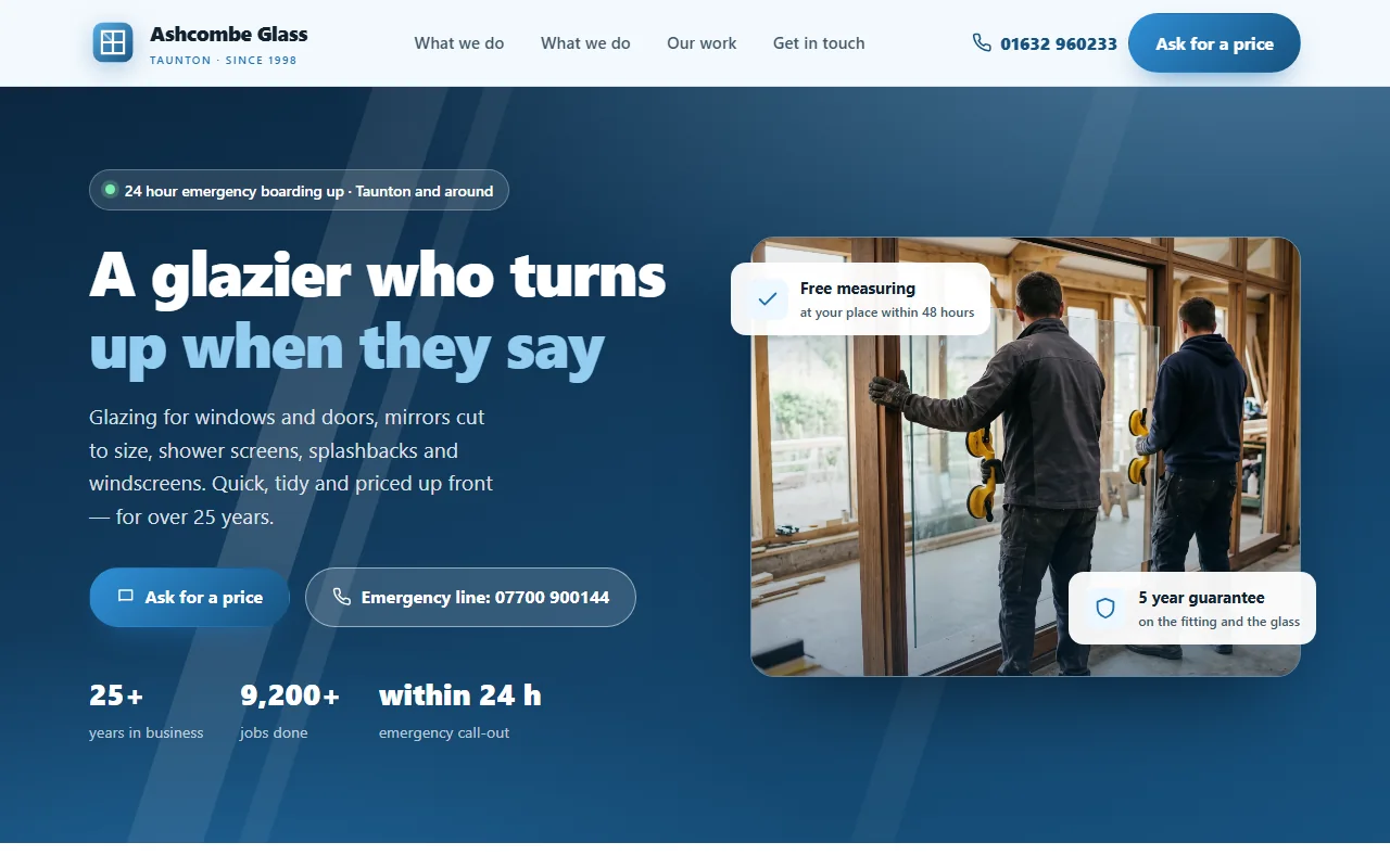 Example website — Ashcombe Glass (glaziers)
