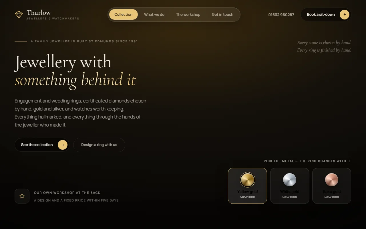 Example website — Thurlow & Sons (jewellers)