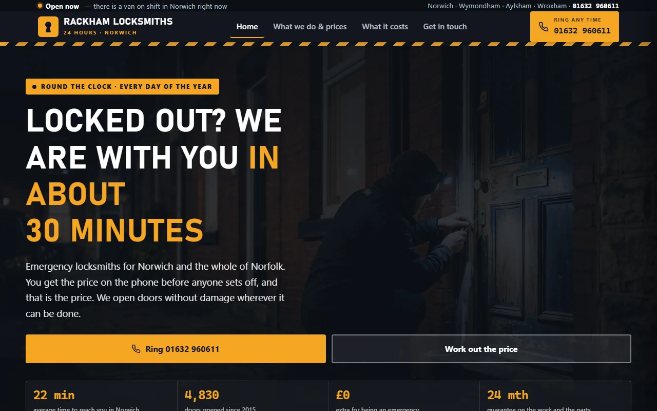 Example website — Rackham Locksmiths (locksmith)