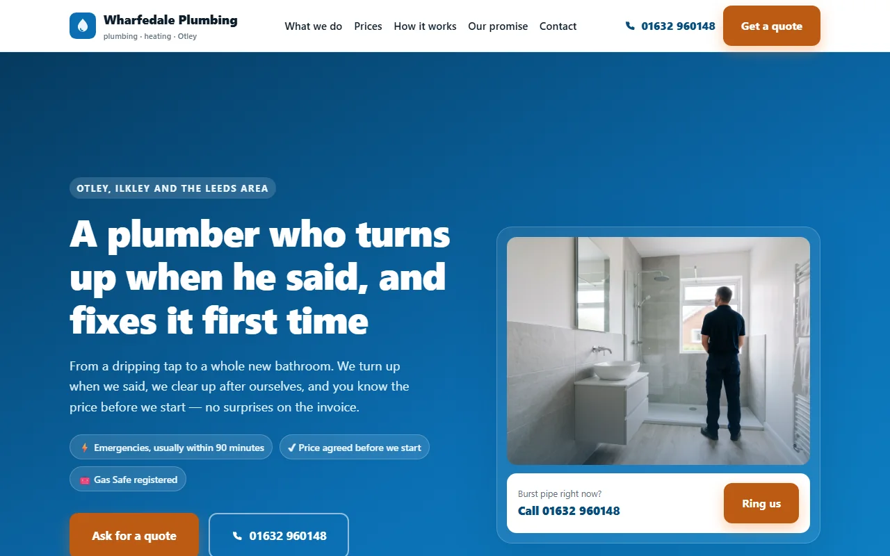 Example website — Wharfedale Plumbing & Heating (plumber)