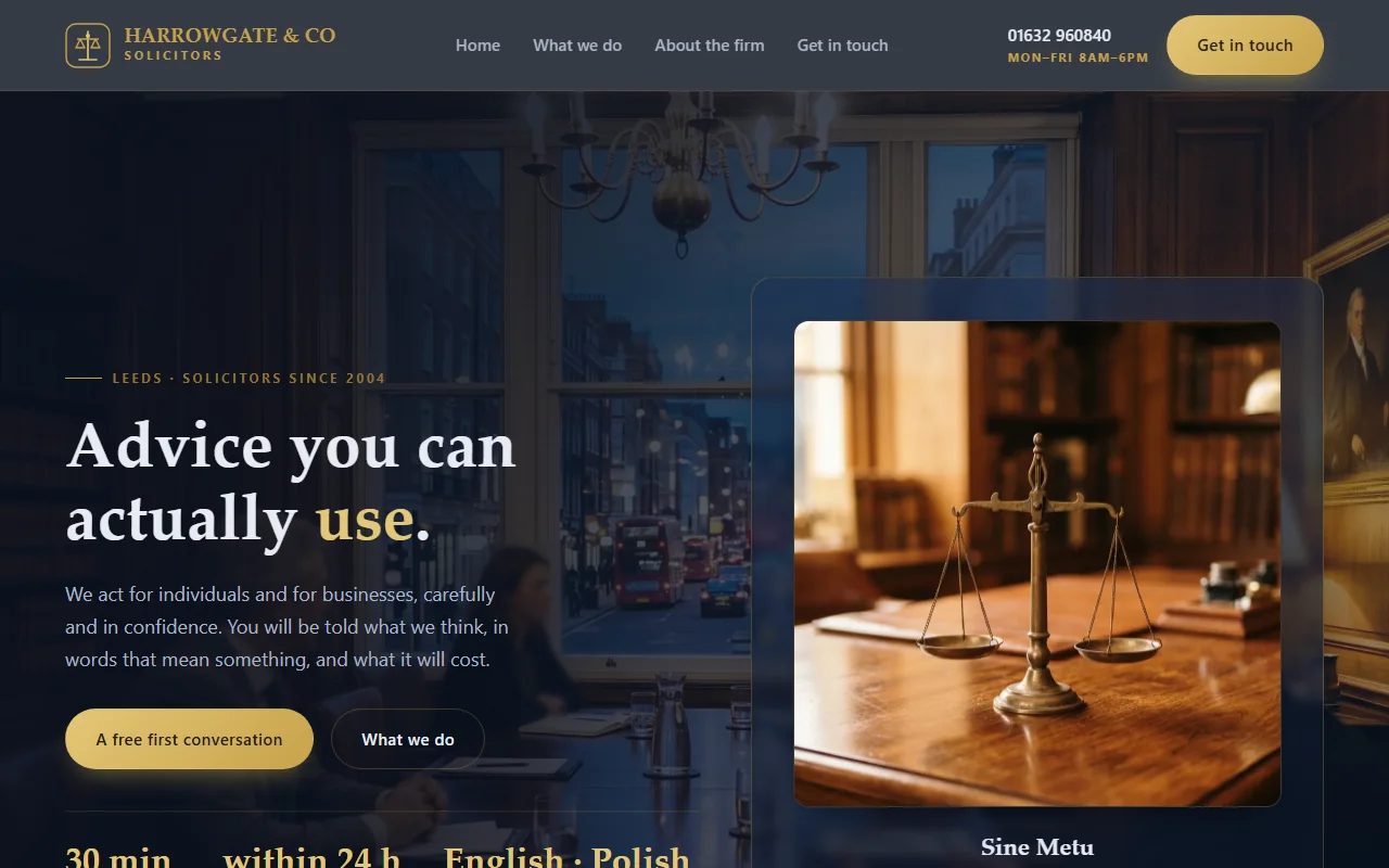 Example website — Harrowgate & Co Solicitors (solicitors)