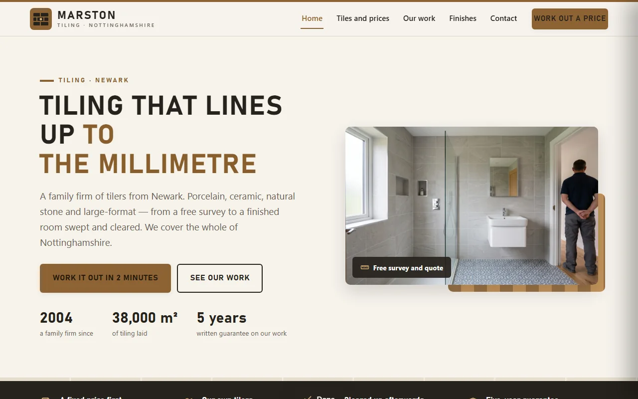 Example website — Marston Tiling (tiler)