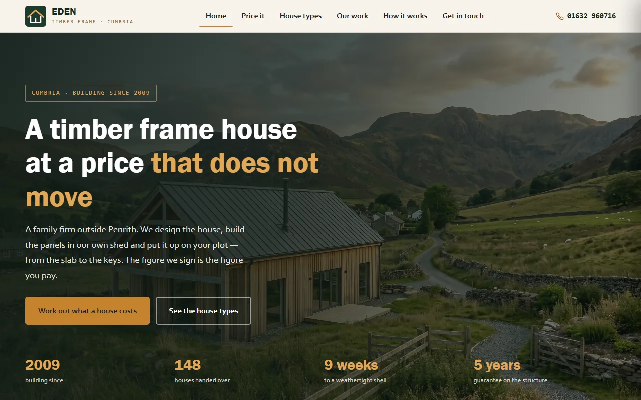 Example website — Eden Timber Frame (timber frame homes)