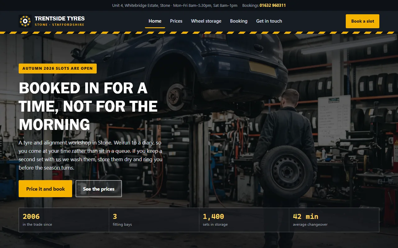 Example website — Trentside Tyres (tyres & alignment)
