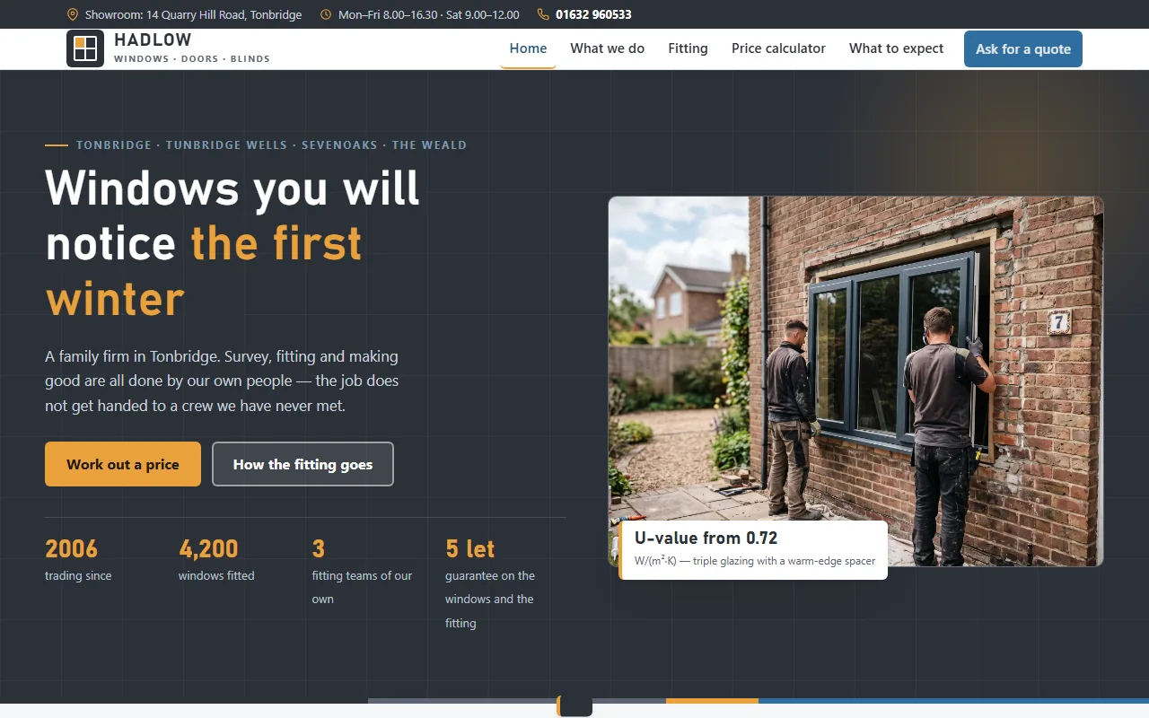 Example website — Hadlow Windows & Doors (windows)