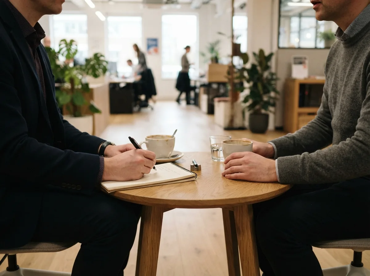 An advice meeting with a client in a light office
