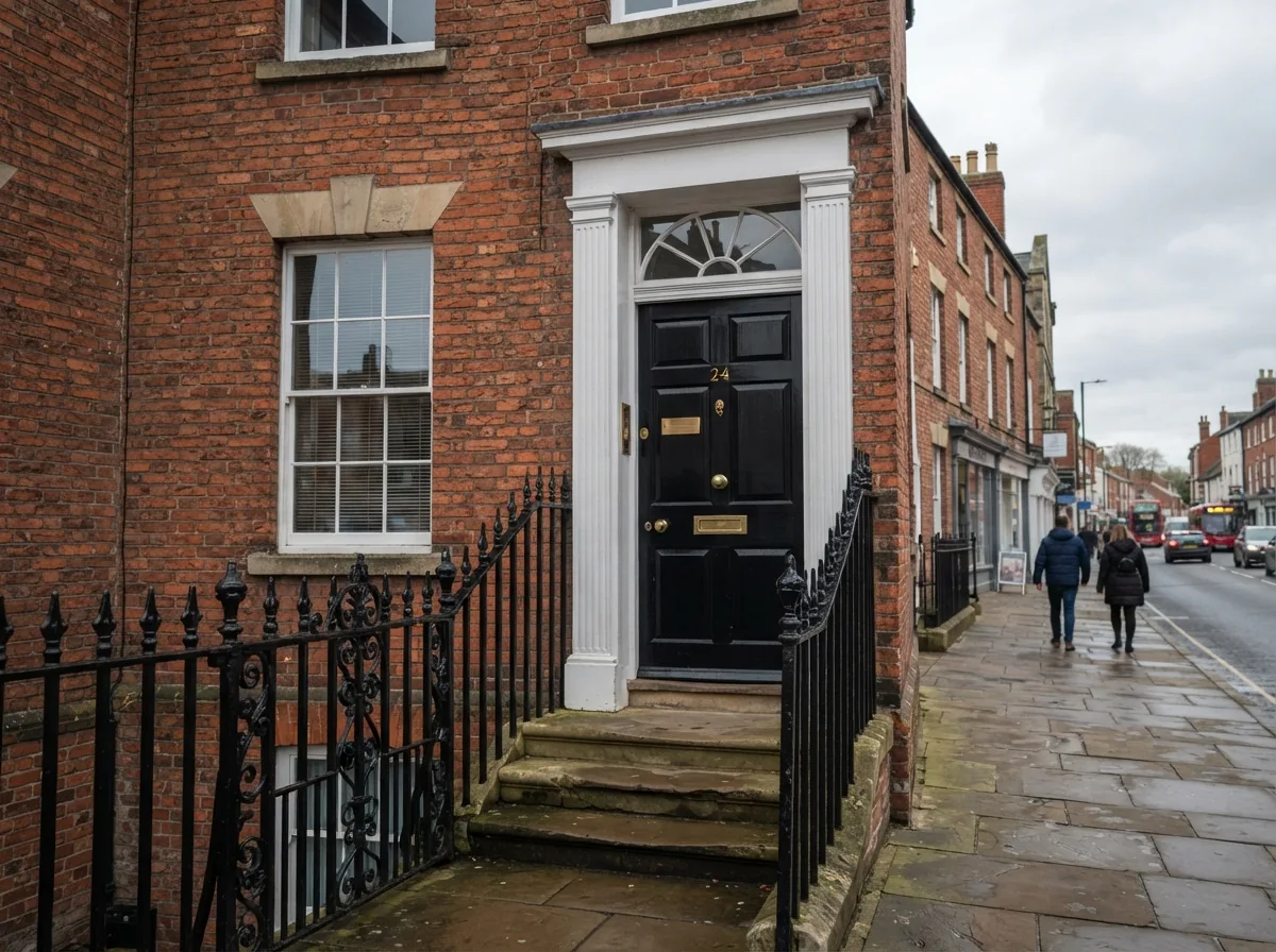 The entrance to the practice on a Georgian street