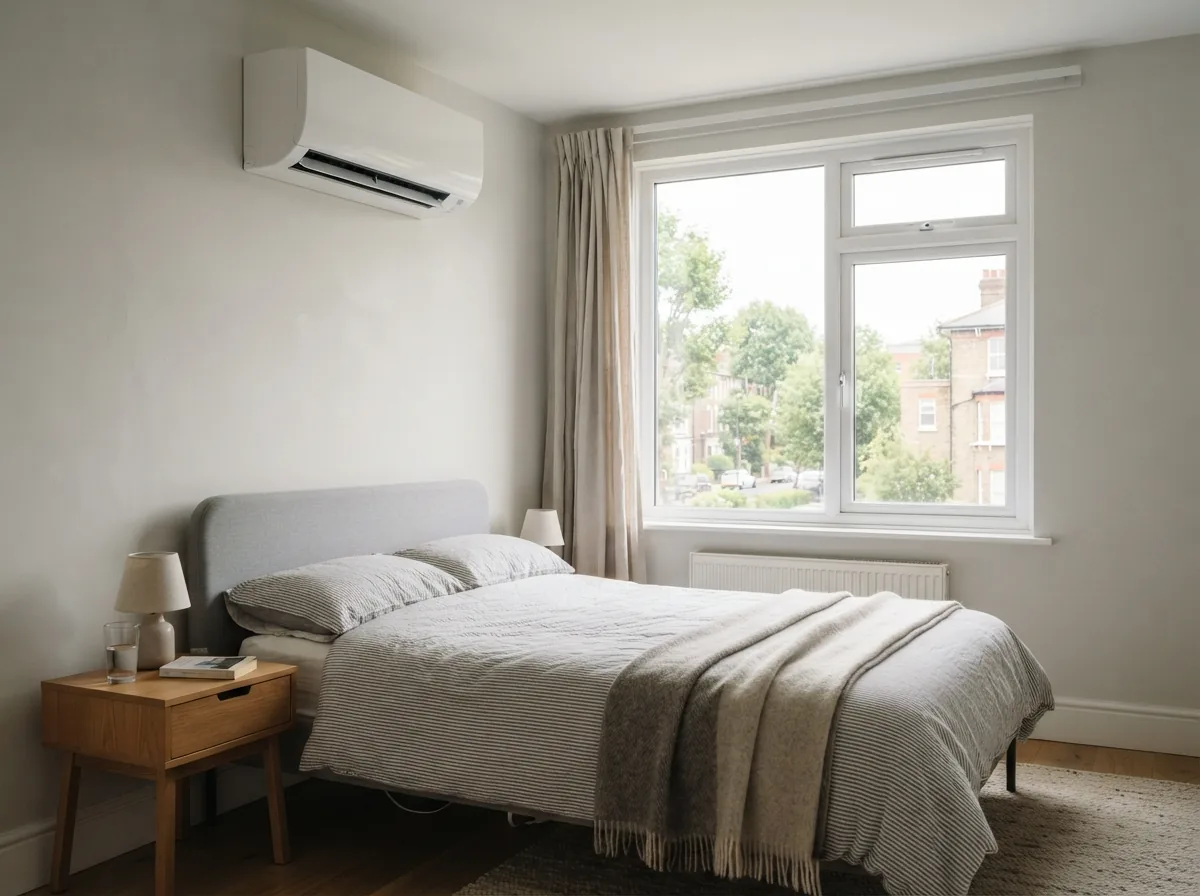 Air conditioning in the bedroom of a modern flat