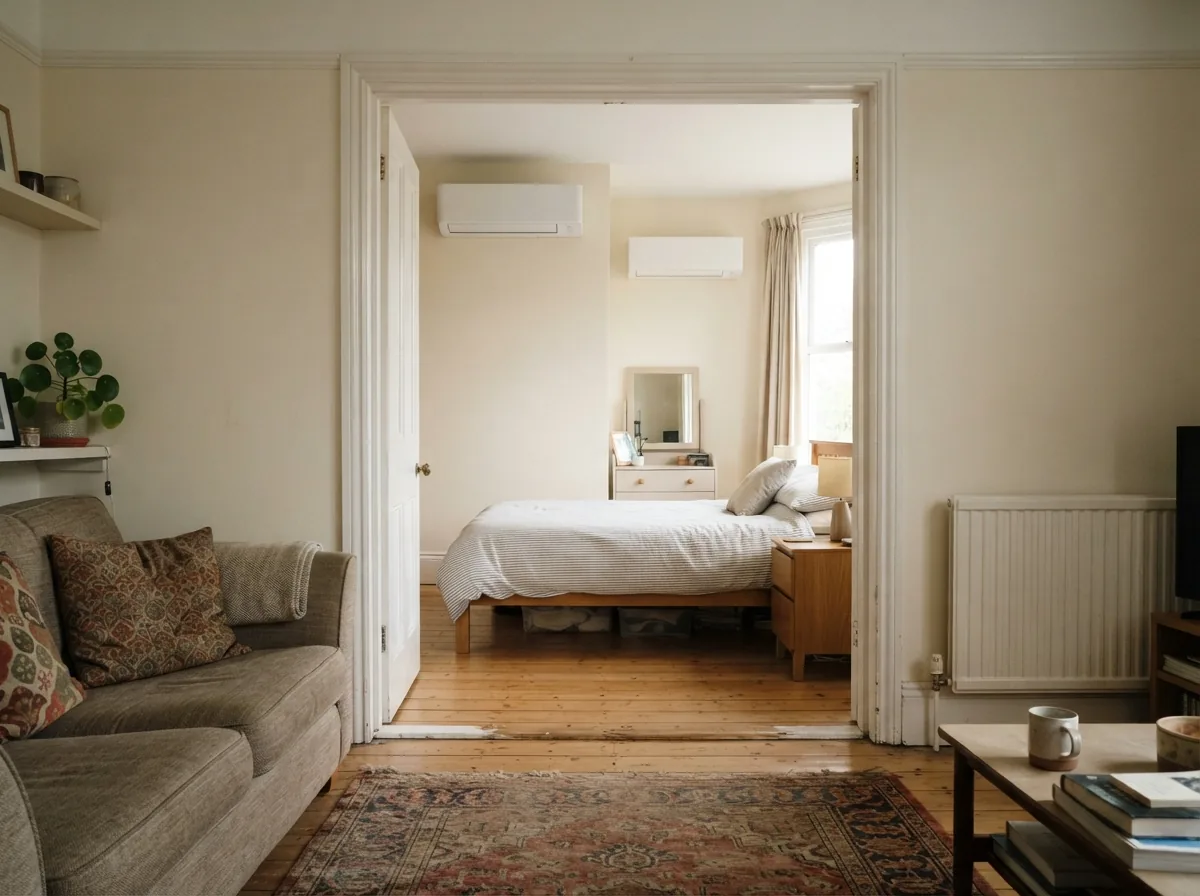Two indoor units of a multi-split in different rooms of a flat