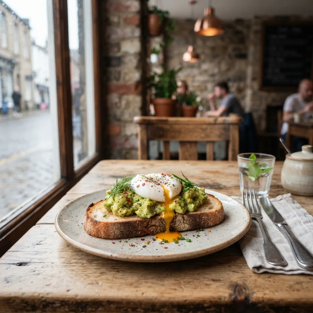 Avocado on sourdough with a poached egg
