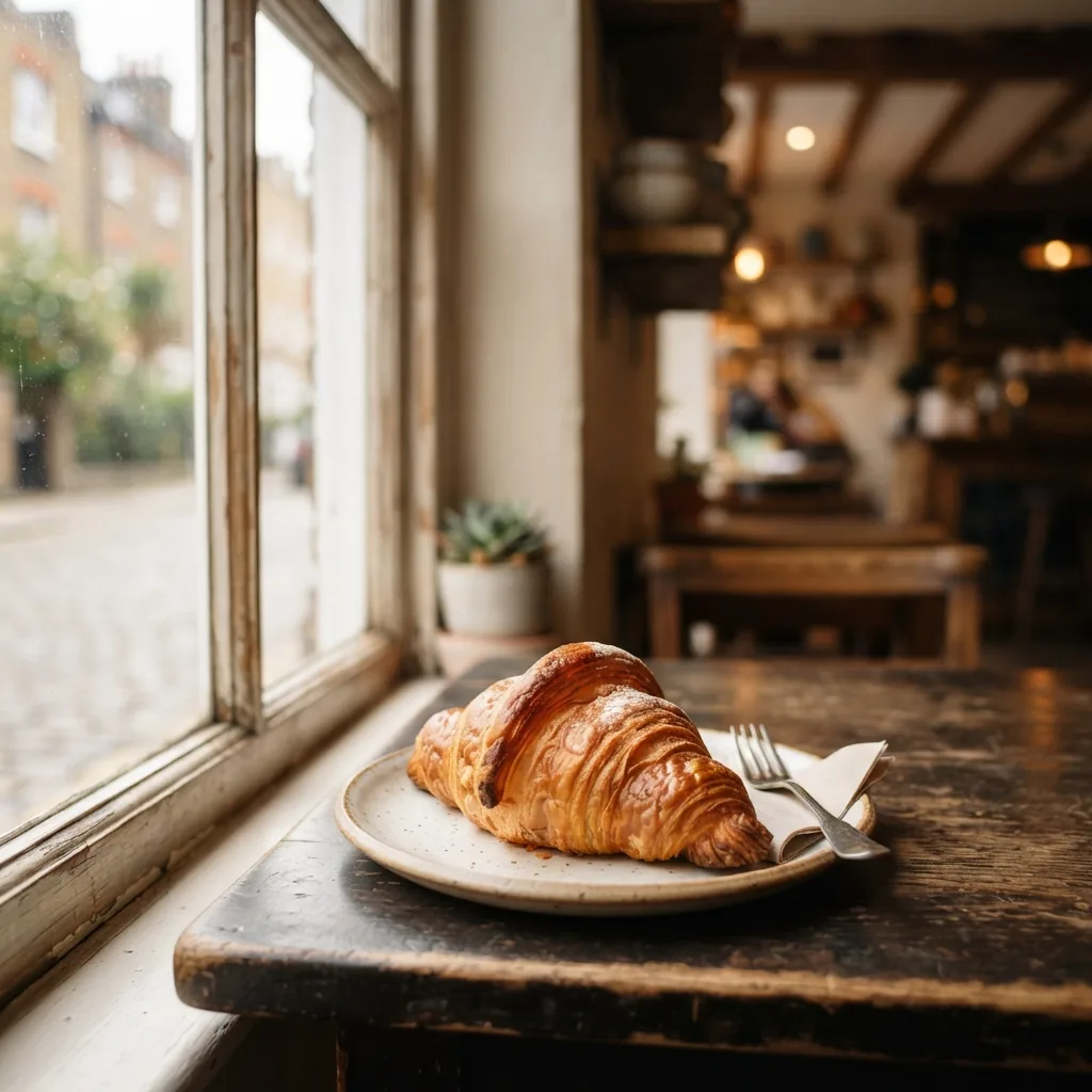 A butter croissant on a plate