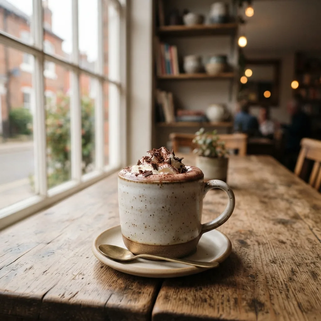 Hot chocolate with cream and chocolate shavings