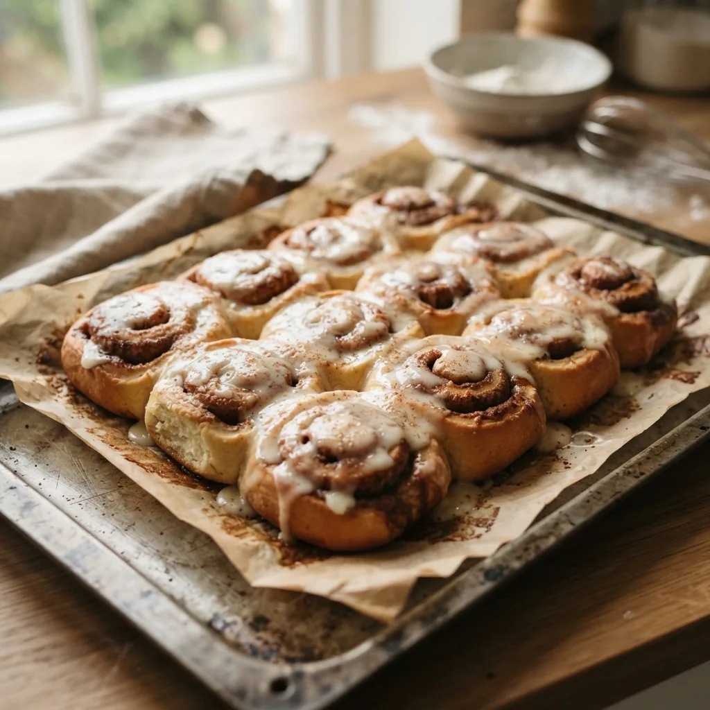 Cinnamon buns straight from the tray