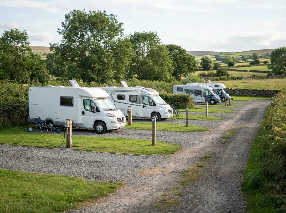 Hardstanding pitches for motorhomes with electric hook-up posts