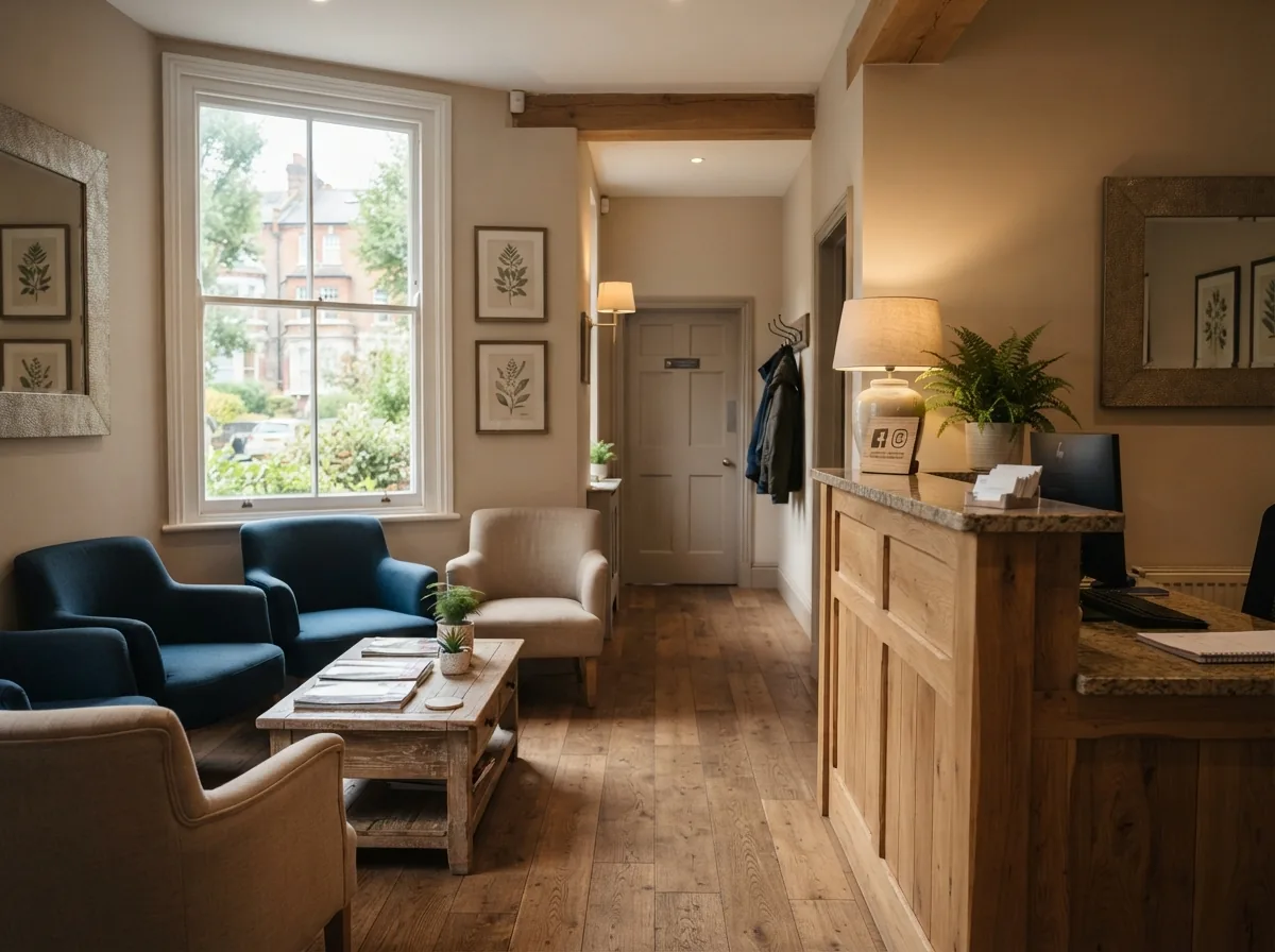 The reception desk and waiting area