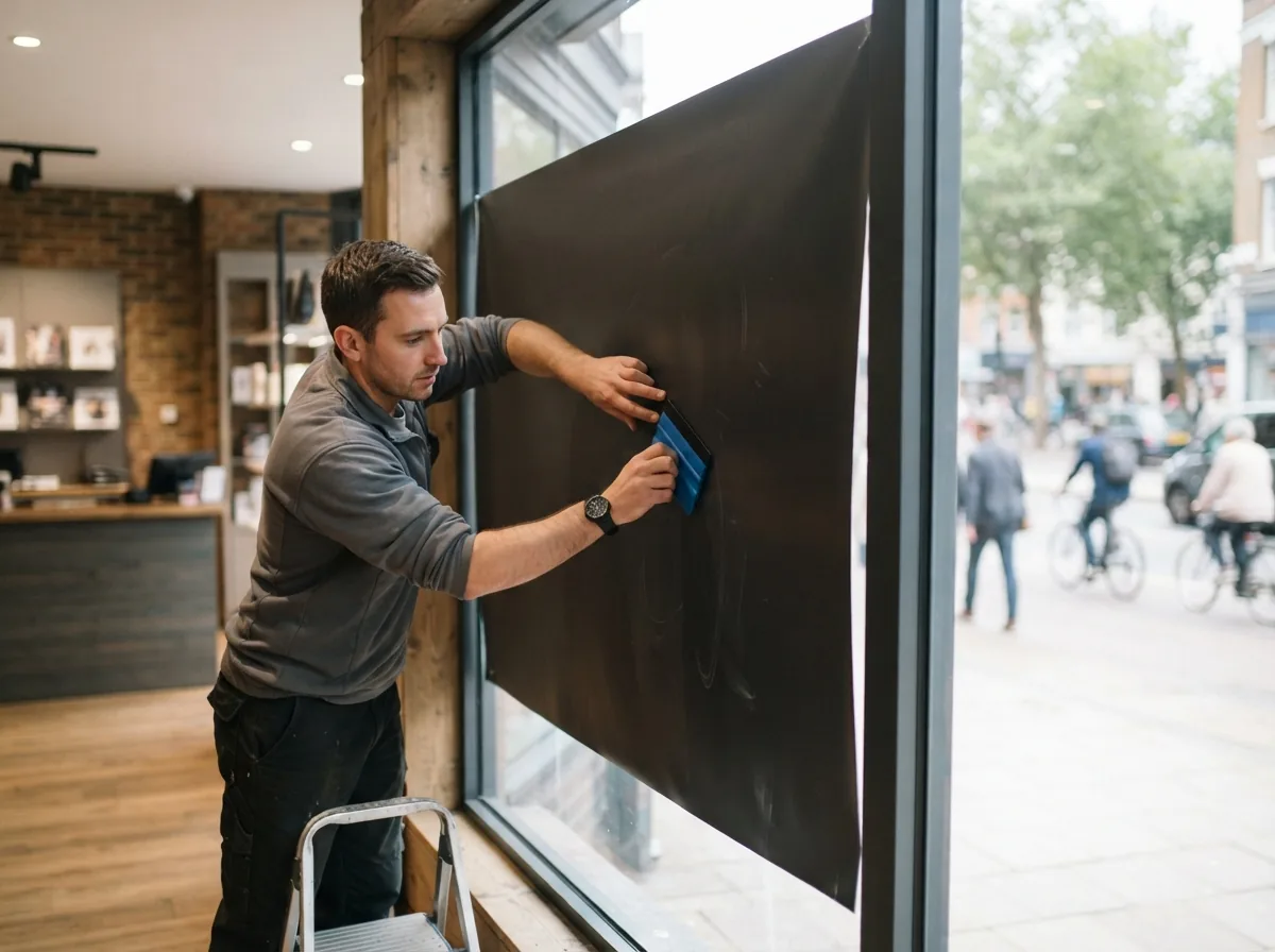 Shopfront porcelainTile for a gym — large format graphics on the glass
