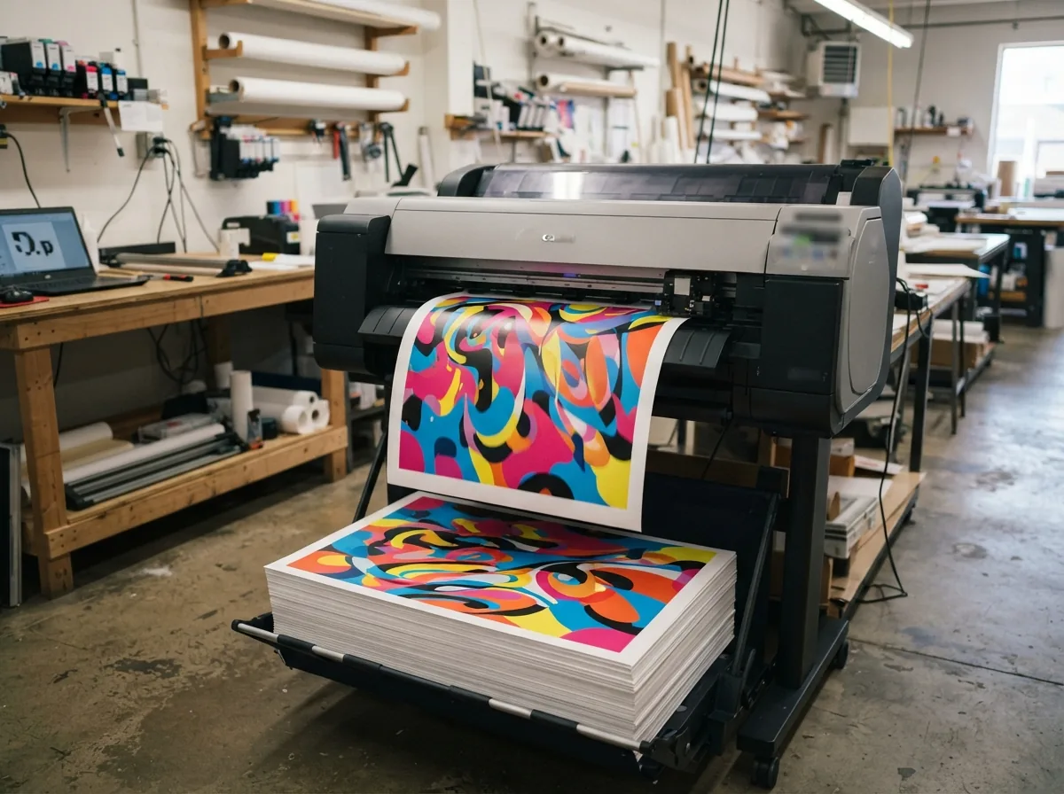 Festival posters coming off a large format printer