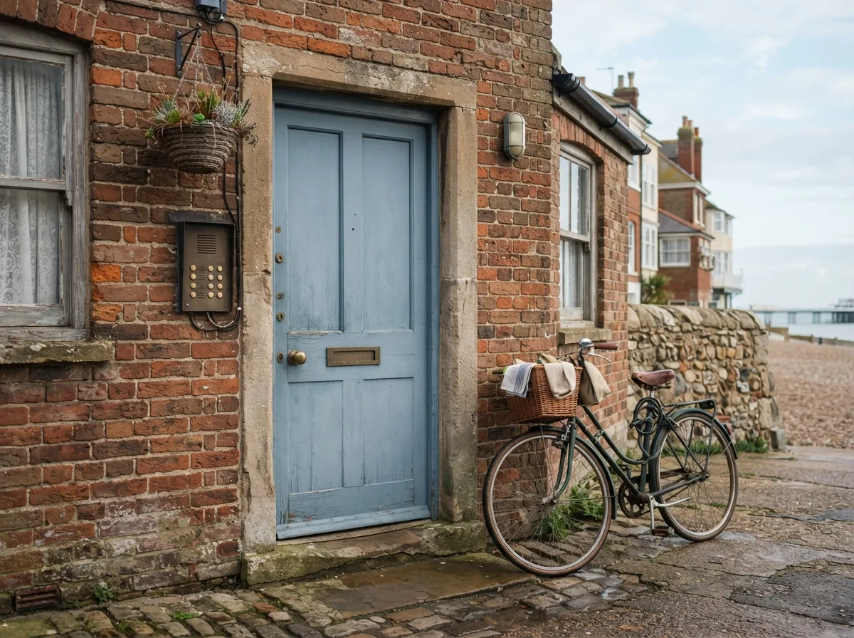 The studio door in a brick building on Fort Road in Margate