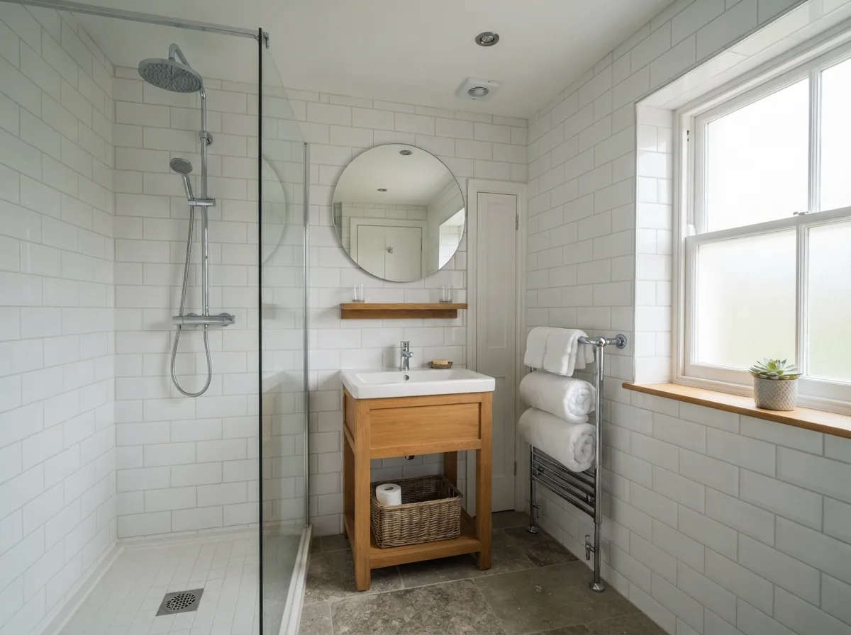 The bathroom in the room