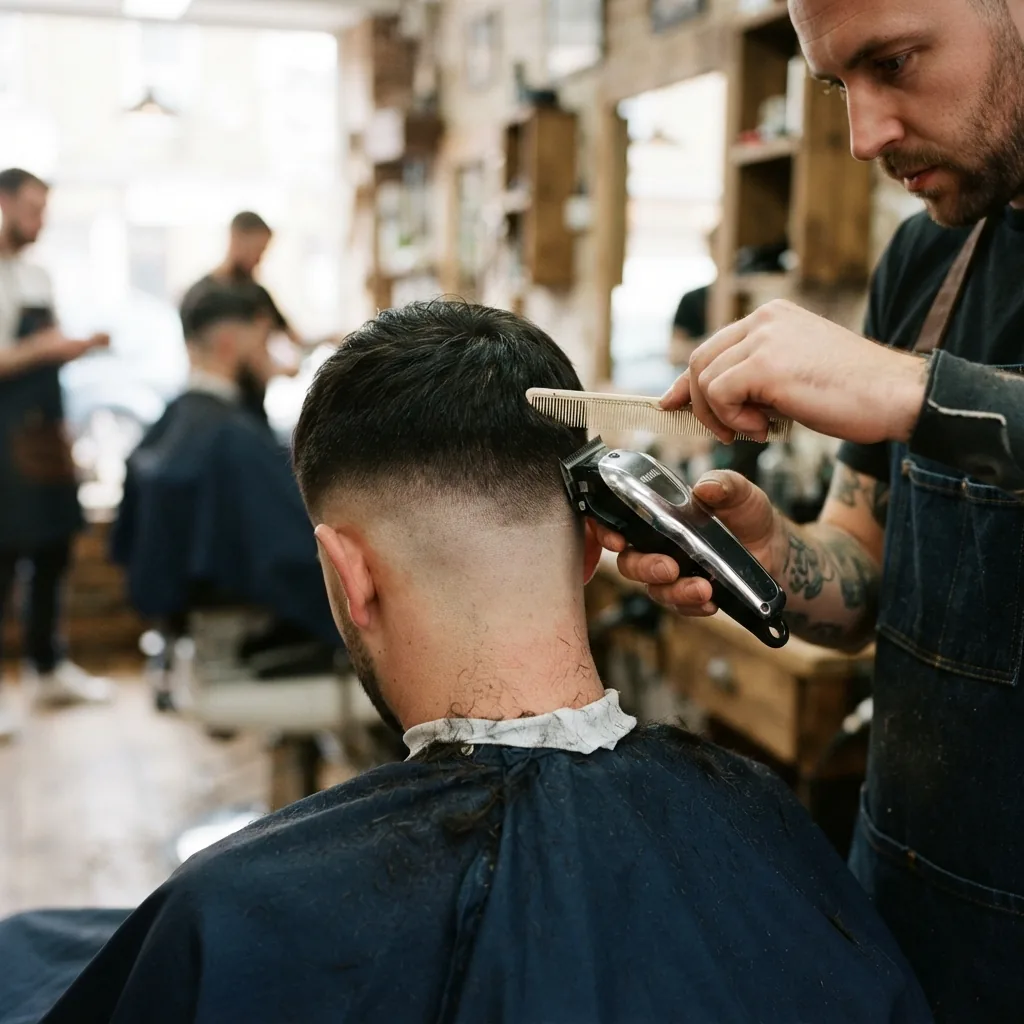 A fade being cut with clippers