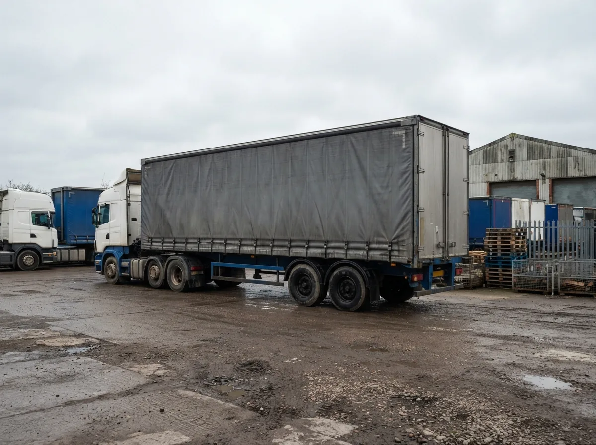 A curtainsider on the yard at the depot
