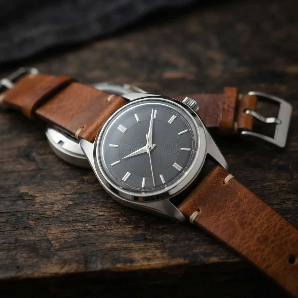 The Meridian automatic watch on a leather strap
