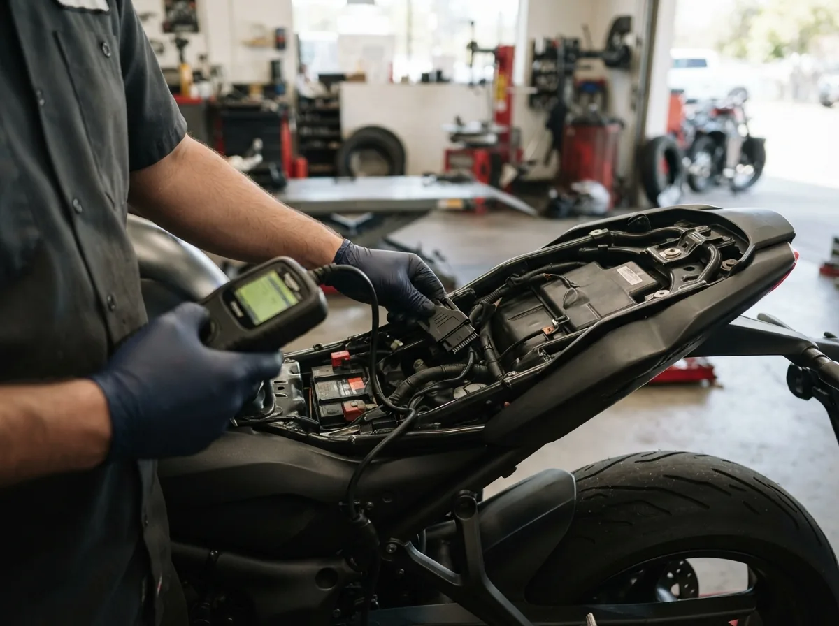 Reading fault codes off a bike with a diagnostic tool