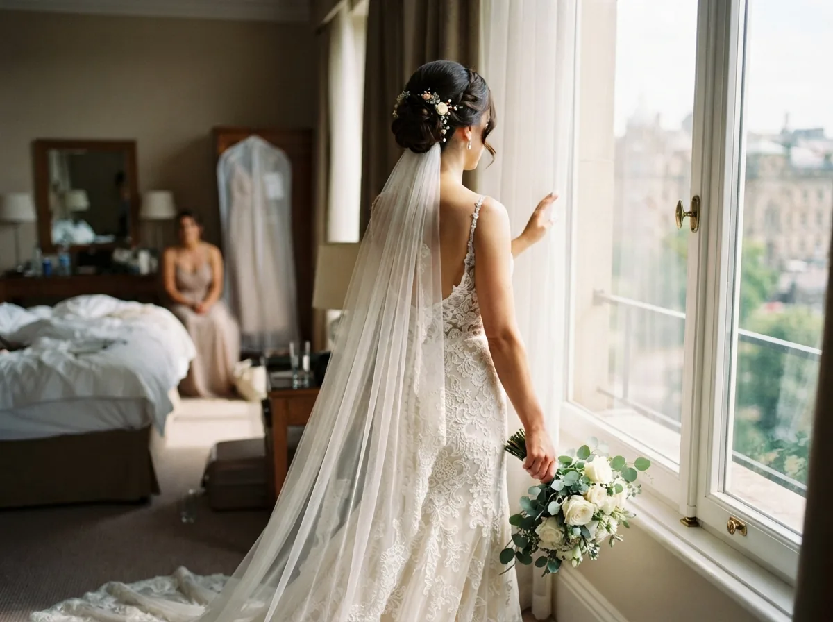 Wedding rings on a linen napkin in morning light