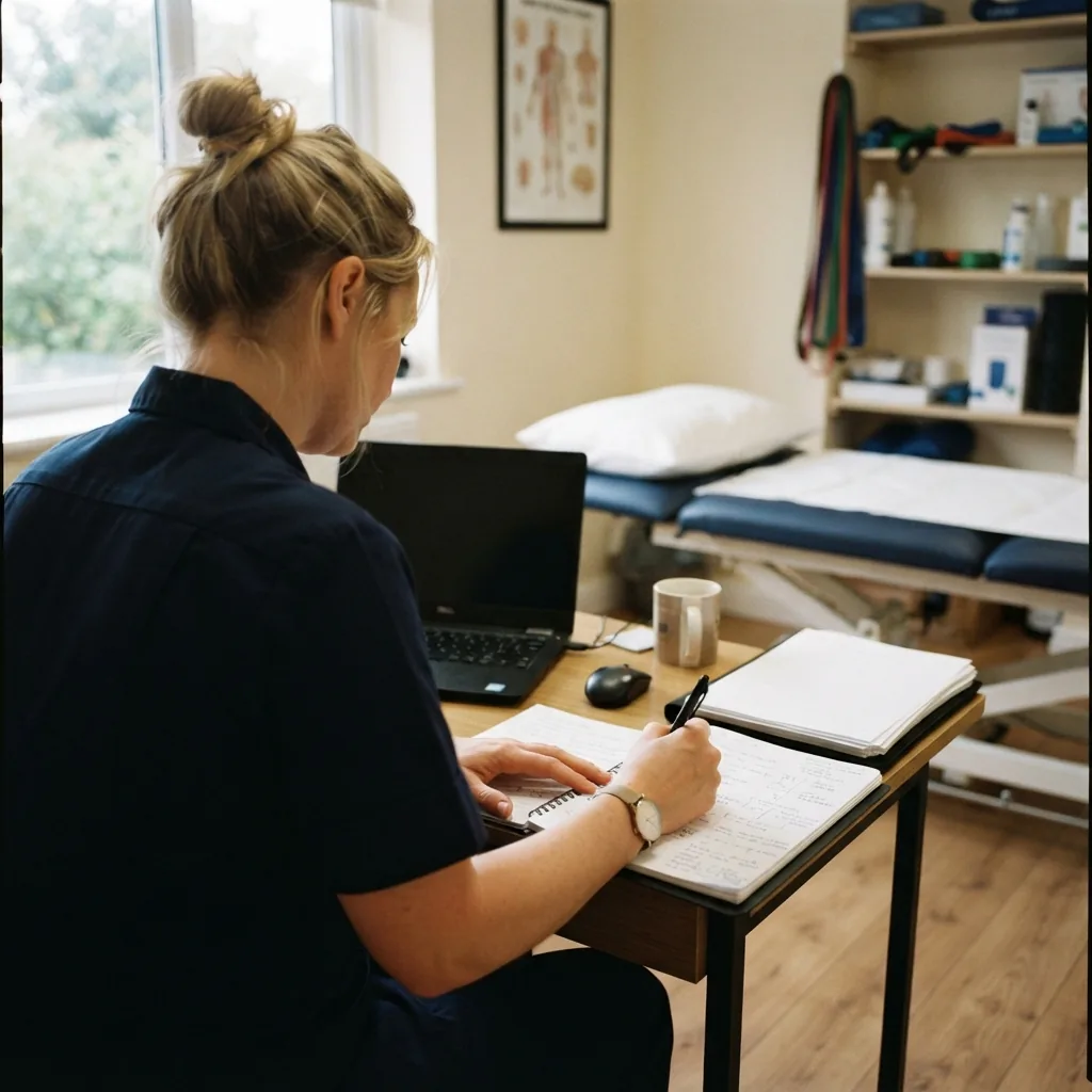 The pelvic health physiotherapist in a private treatment room