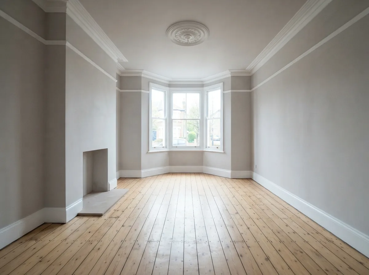A ceiling half skimmed over old textured artex, showing the difference