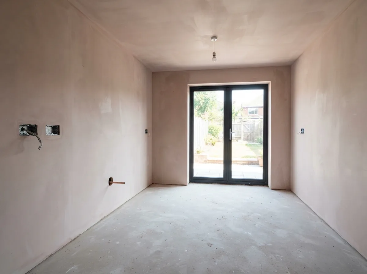 A plumb internal plaster corner running dead straight floor to ceiling