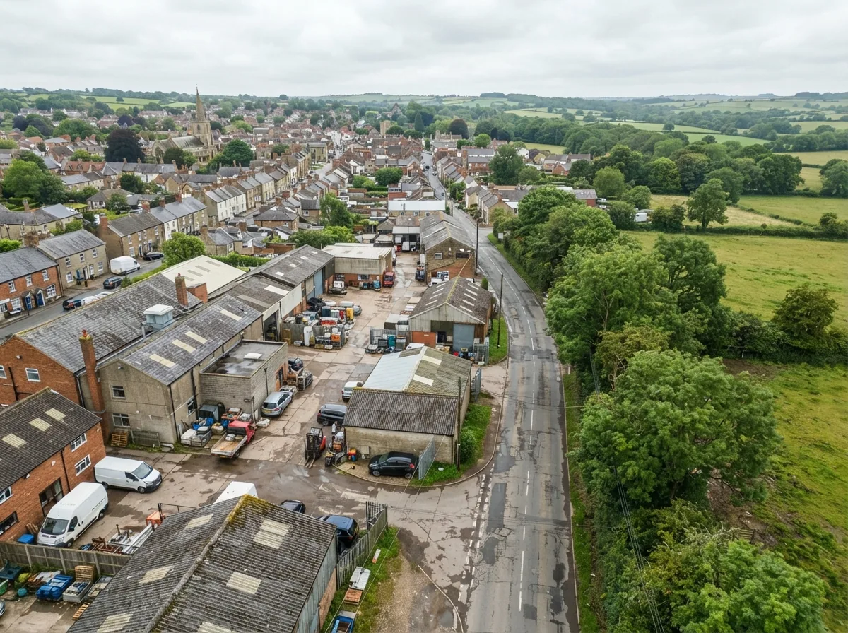 The lane where the yard is, from the air