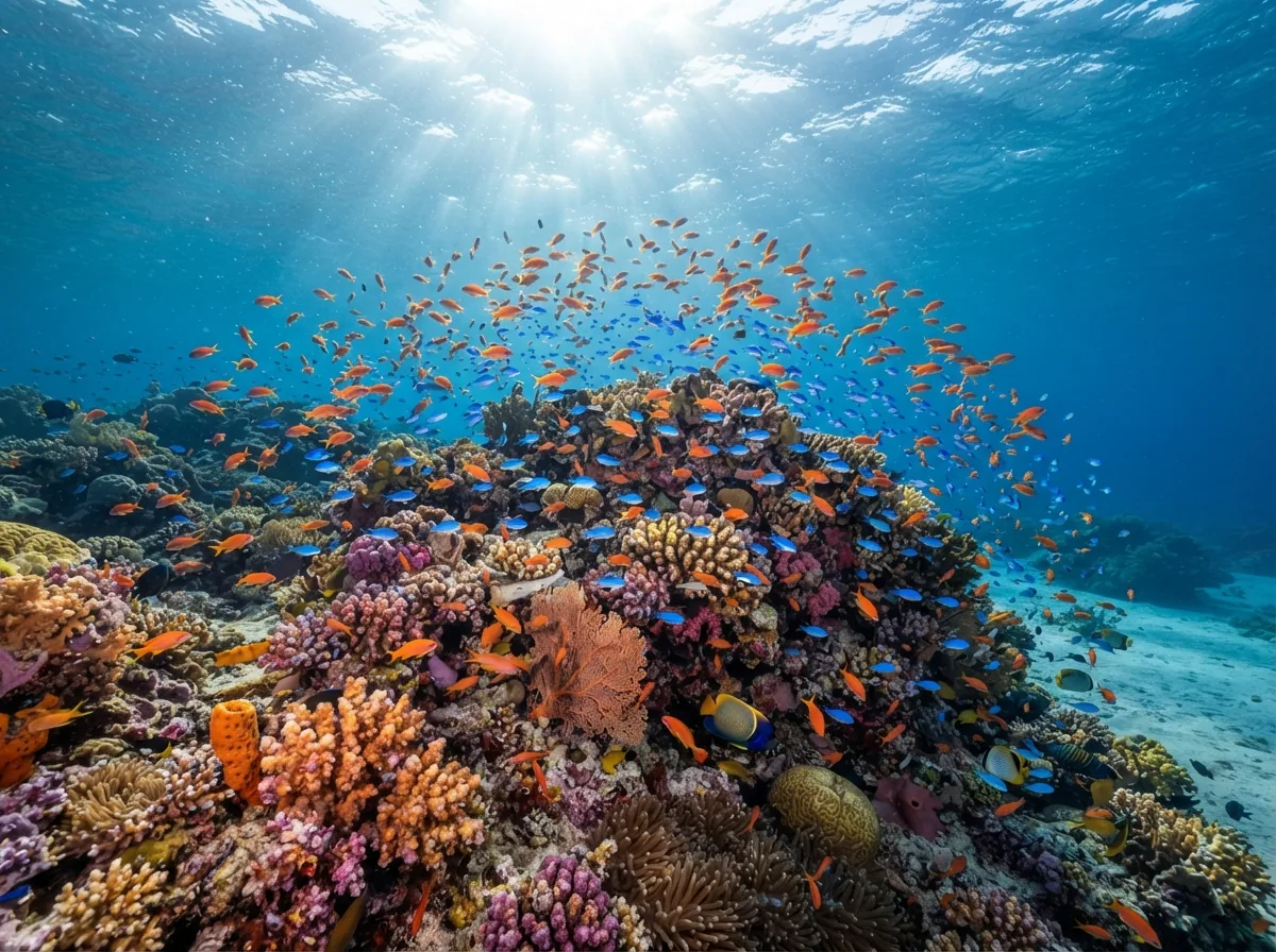 Snorkelling over a coral reef in the Red Sea