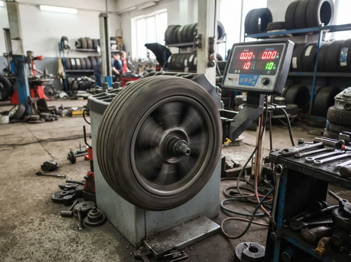 A wheel spinning on the balancer