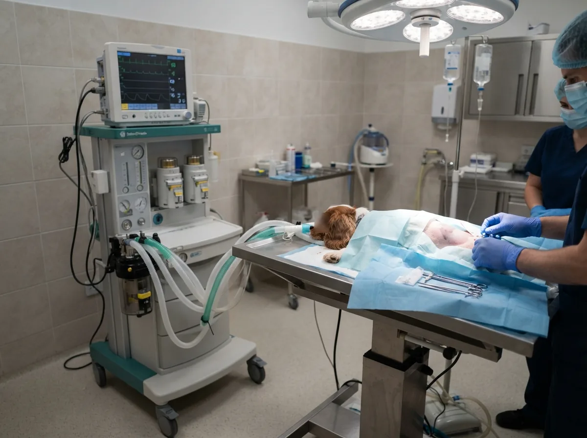 The operating theatre with its anaesthetic machine and monitors