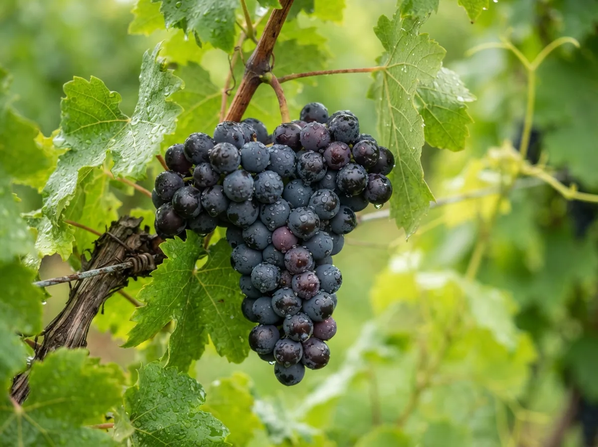 Pinot Noir grapes on the vine a week before picking